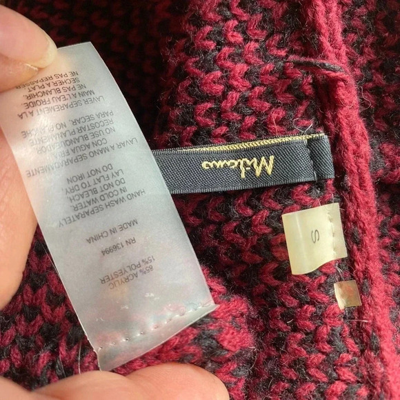 Milano Western Boho Open Red Black Knit Cardigan CoverUP Women S-L Warm Cozy - Picture 4 of 8